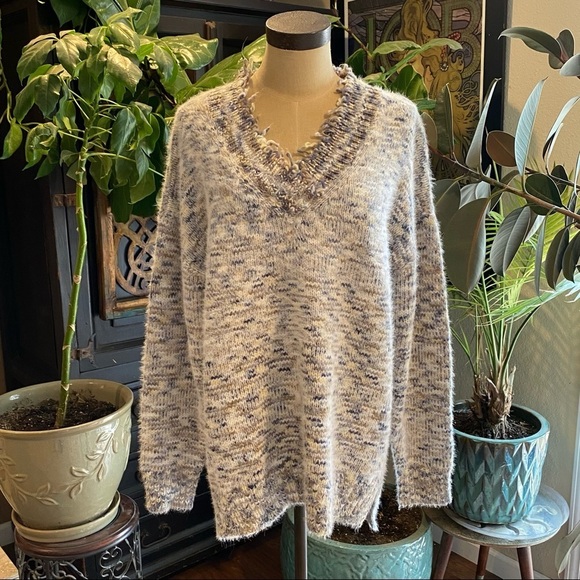 Anthropologie Frayed Confetti Oversized sweater